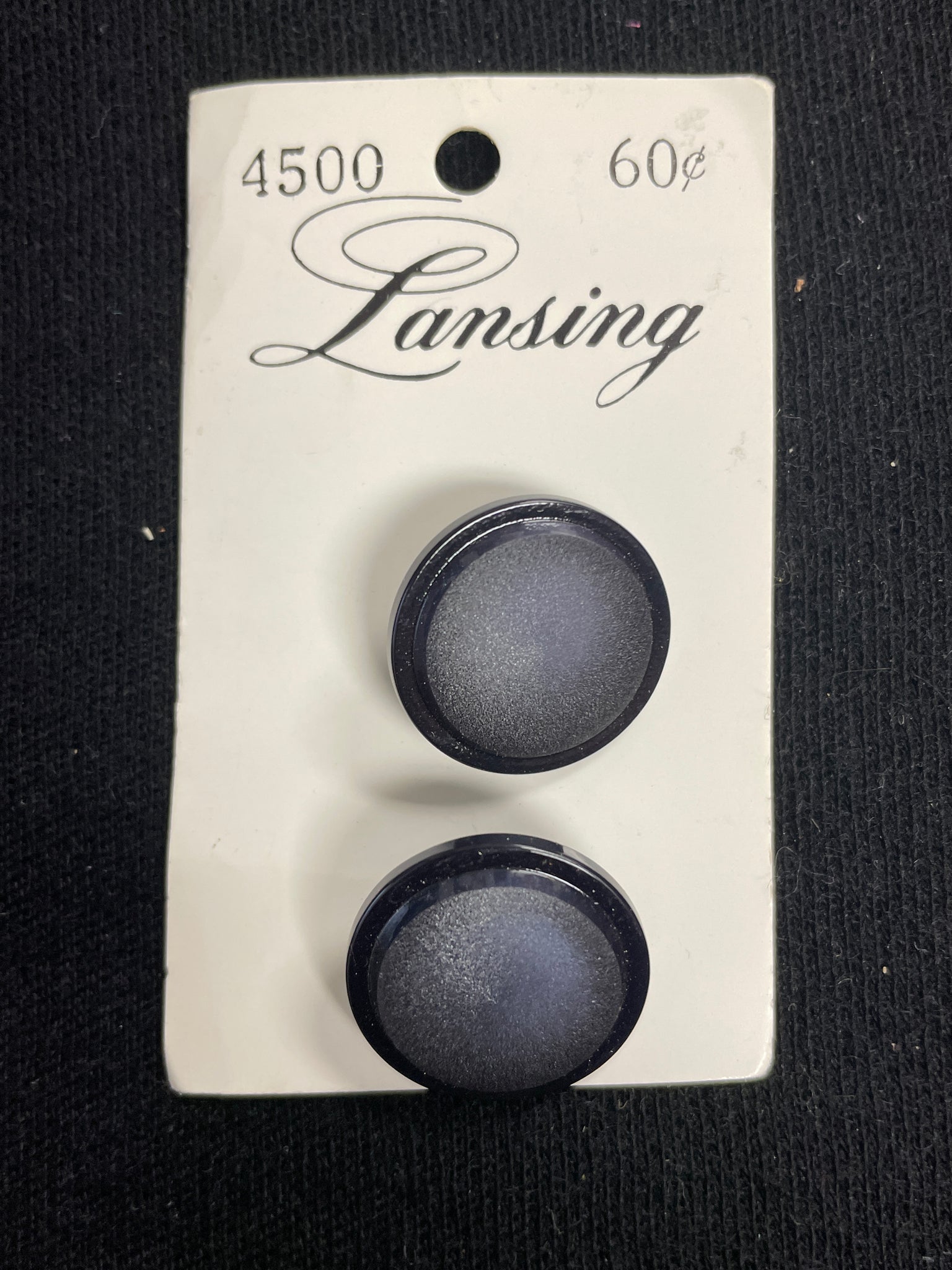 Button Plastic Set of 2 Vintage - Matte Black with Shiny Edge