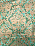 2 YD Cotton - Metallic Bronze Large Filigree on Mottled Green