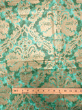 2 YD Cotton - Metallic Bronze Large Filigree on Mottled Green