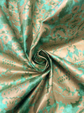 2 YD Cotton - Metallic Bronze Large Filigree on Mottled Green