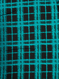 Rayon Printed Plaid - Black and Teal