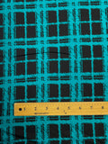 Rayon Printed Plaid - Black and Teal