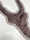Sequined Net Neckline Applique - Metallic Brown Sequins on Brown Net