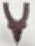 Sequined Net Neckline Applique - Metallic Brown Sequins on Brown Net