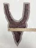 Sequined Net Neckline Applique - Metallic Brown Sequins on Brown Net