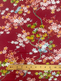 1 1/8 YD Nylon - Trees with Various Colored Leaves on Dark Red