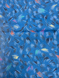 2 5/8 YD Nylon Vintage - Blue with "Marker Scribbles" in Black and Various Colors