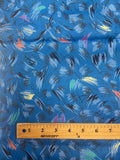 2 5/8 YD Nylon Vintage - Blue with "Marker Scribbles" in Black and Various Colors