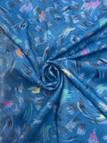 2 5/8 YD Nylon Vintage - Blue with "Marker Scribbles" in Black and Various Colors