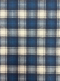 2 YD Cotton Flannel Yarn-Dyed Plaid - Blue, Navy Blue, and Off White