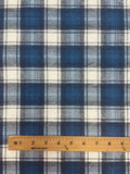 2 YD Cotton Flannel Yarn-Dyed Plaid - Blue, Navy Blue, and Off White