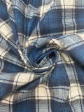 2 YD Cotton Flannel Yarn-Dyed Plaid - Blue, Navy Blue, and Off White