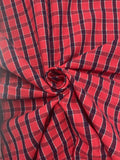 1 1/3 YD Cotton Flannel Yarn-Dyed Plaid - Red, Navy Blue, and White