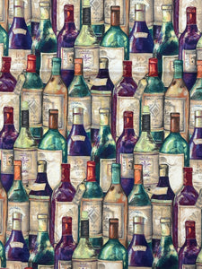 7/8 YD Quilting Cotton Remnant - Wine Bottles