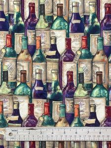 7/8 YD Quilting Cotton Remnant - Wine Bottles