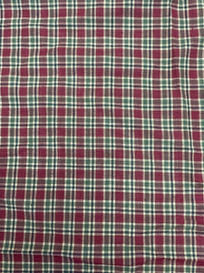 Cotton Yarn-Dyed Plaid - Dark Red, Tan and Green