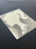 Hot Iron On Vinyl Transfer Applique - White Sparkle Barbie