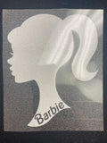 Hot Iron On Vinyl Transfer Applique - White Sparkle Barbie
