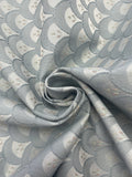 1 3/8 YD Cotton Blend Home Dec. Brocade Vintage - Cool Gray Scallops