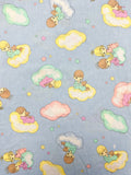2 1/8 YD Cotton/Poly Vintage - Precious Moments on Clouds with Blue Background