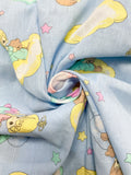 2 1/8 YD Cotton/Poly Vintage - Precious Moments on Clouds with Blue Background