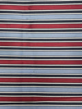 2 1/8 YD Tie Silk Yarn-Dyed Stripes - Red with Light Blue, Black and White