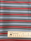 2 1/8 YD Tie Silk Yarn-Dyed Stripes - Red with Light Blue, Black and White