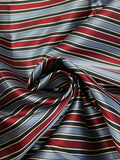 2 1/8 YD Tie Silk Yarn-Dyed Stripes - Red with Light Blue, Black and White
