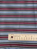 2 1/8 YD Tie Silk Yarn-Dyed Stripes - Dark Magenta with Light Blue, Black and White