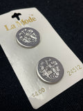Button Metal Set of 2 - Silver-Tone Embossed with Coat of Arms