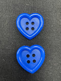 Button Plastic Set of 2 - Royal Blue Hearts