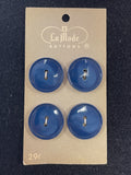 Button Plastic Set of 4 Vintage - Marbled Navy Blue