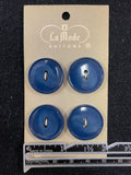 Button Plastic Set of 4 Vintage - Marbled Navy Blue