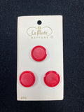 Button Plastic Set of 3 Vintage - Matte Red with Shiny Edge