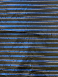 Polyester Yarn-Dyed Striped Taffeta - Iridescent Blue with Black and Silver