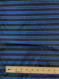 Polyester Yarn-Dyed Striped Taffeta - Iridescent Blue with Black and Silver