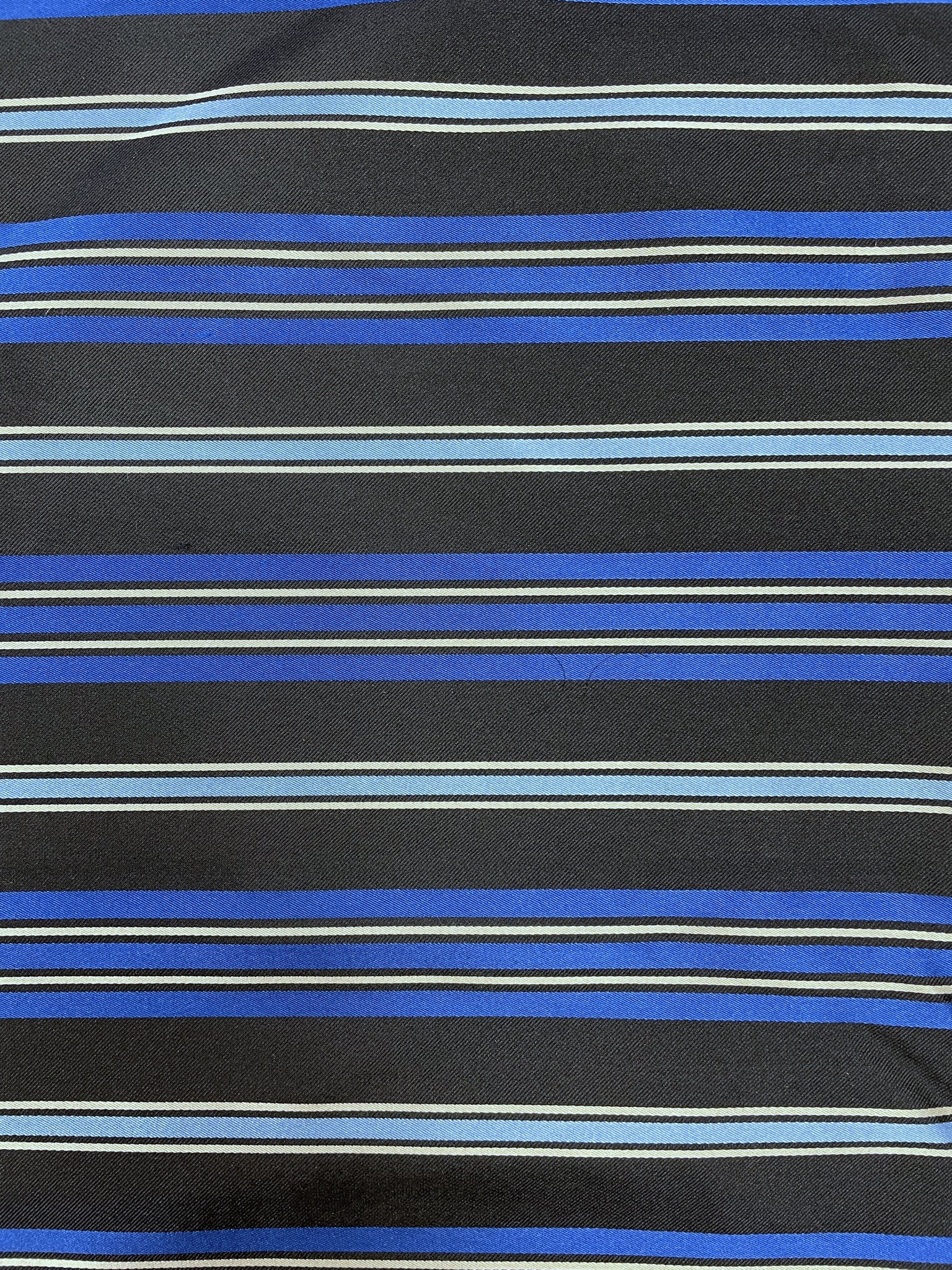 2 1/8 YD Tie Silk Yarn-Dyed Stripes - Black, Royal Blue, Light Blue and Light Gray