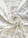 3 YD Rayon - Off White with Abstract Line Drawings of Ballet Dancers