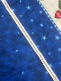 2 1/2 YD Quilting Cotton - Mottled Blue with Stars and 2 Snowmen Boarders