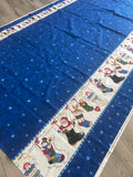 2 1/2 YD Quilting Cotton - Mottled Blue with Stars and 2 Snowmen Boarders