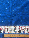 2 1/2 YD Quilting Cotton - Mottled Blue with Stars and 2 Snowmen Boarders