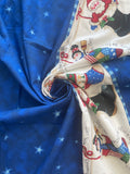 2 1/2 YD Quilting Cotton - Mottled Blue with Stars and 2 Snowmen Boarders