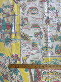 1 1/8+ YD Cotton Kettle Cloth Panel Vintage - New Mexico Map and Graphics