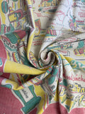 1 1/8+ YD Cotton Kettle Cloth Panel Vintage - New Mexico Map and Graphics