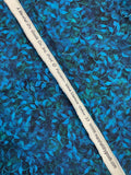 1 1/8 YD Quilting Cotton - Leaves in Mottled Blues and Greens