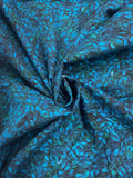 1 1/8 YD Quilting Cotton - Leaves in Mottled Blues and Greens