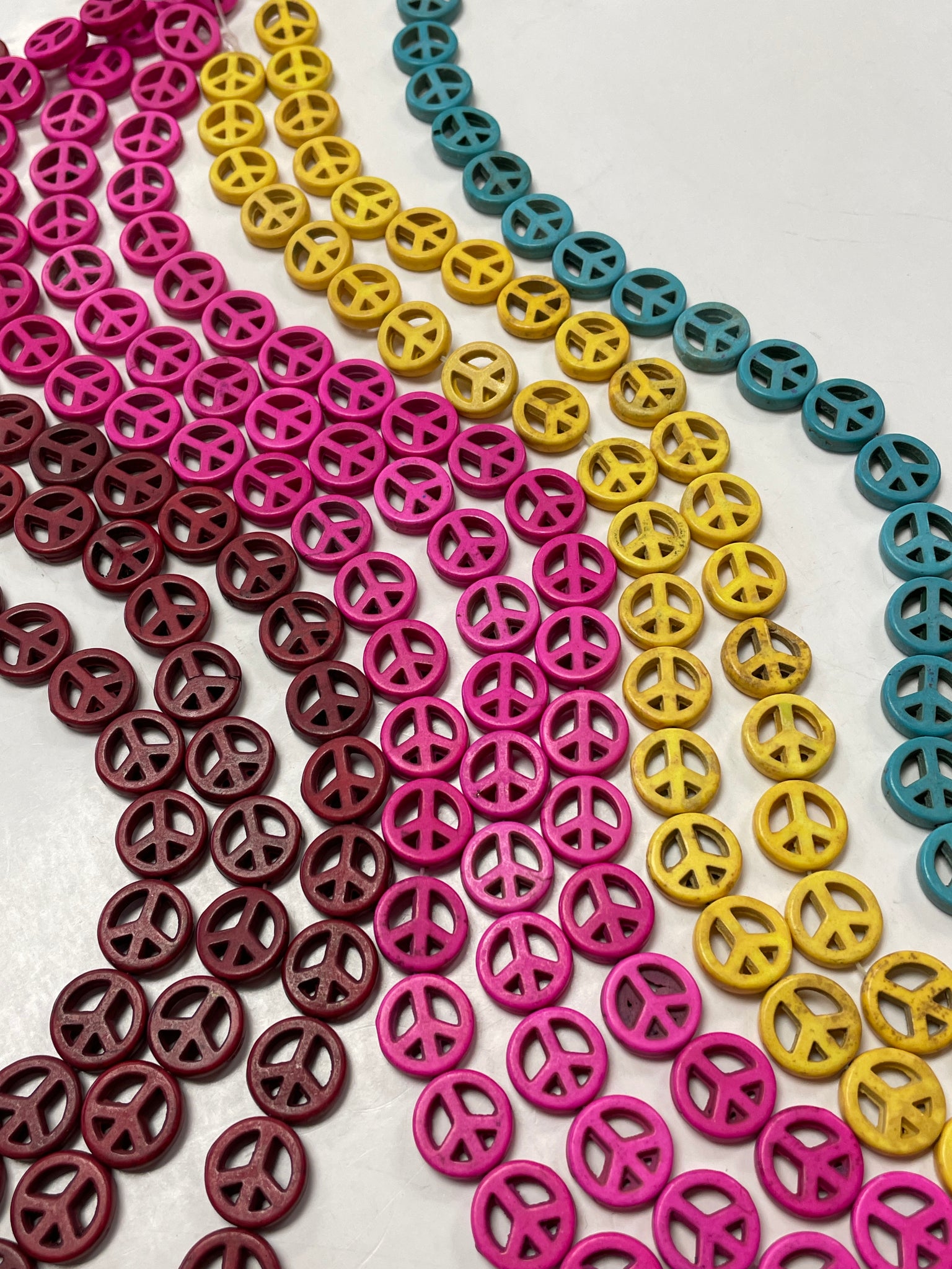 Bead Bundle - Multi Colored Peace Symbols 5/8"
