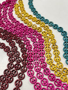 Bead Bundle - Multi Colored Peace Symbols 5/8"