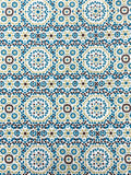 2 3/4 YD Spandex Lycra - White with Teal, Green and Dark Brown Motifs