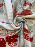 Cotton Flannel Panels - Christmas Motifs in Red, White, and Grays